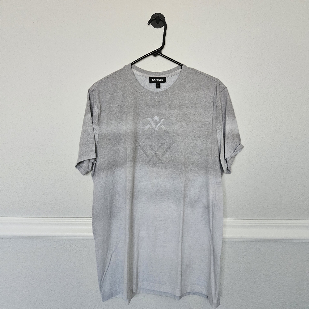 Express Diamond X-Logo Graphic Novelty Short Sleeve T-shirt Crewneck L Grey